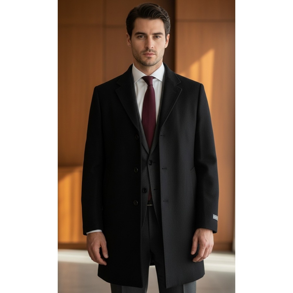 New Michael Kors 46R Men's Classic Luxury Wool Cashmere Blend Overcoat Black 46